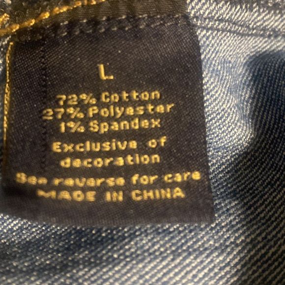 British Khaki Blue Jean Button Up Jacket Size Large - Picture 4 of 5